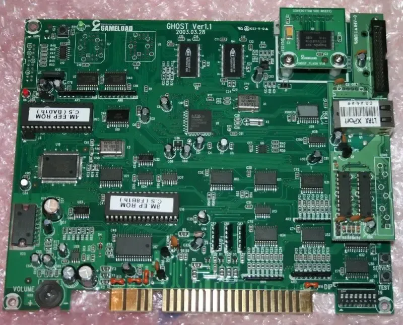 A close-up view of a PCB board designed for a mahjong machine