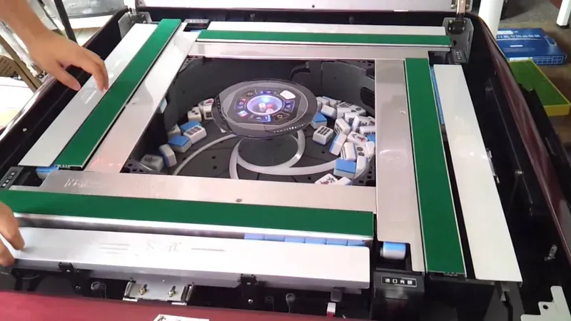 A mahjong machine undergoing a test run