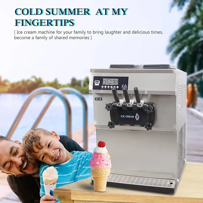 Shared ice cream machine dispensing ice cream