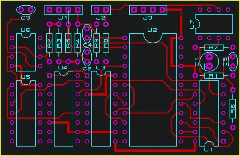 A PCB layout design.