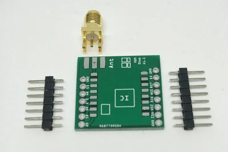 A LoRa module on a PCB board