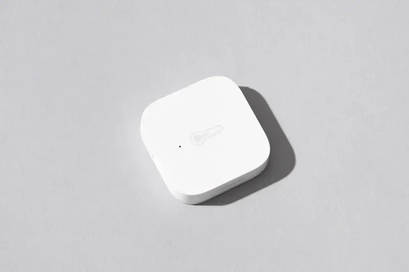 A close-up view of a smart home sensor