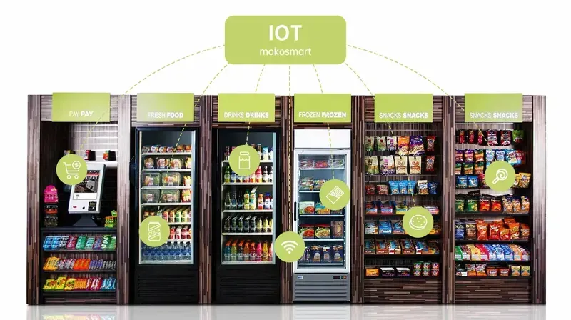 An IoT-enabled vending machine with a digital screen