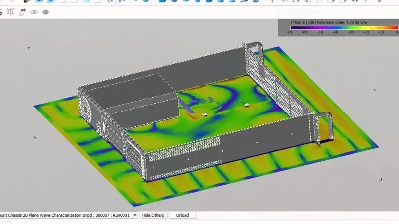 PCB EMC testing in progress.