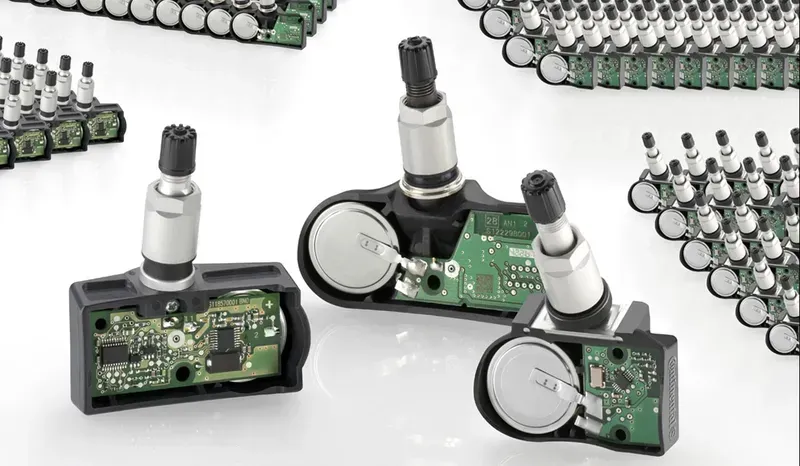 TPMS PCB showing various components