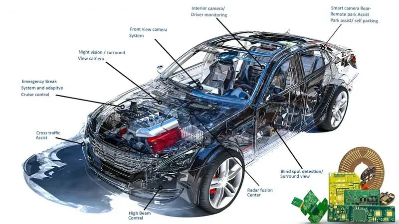 An automotive PCB board undergoing design and manufacturing