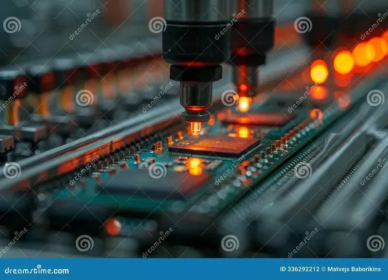 Close-up of advanced PCB manufacturing equipment