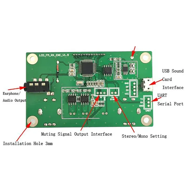 A close-up of a communication radio module PCB board