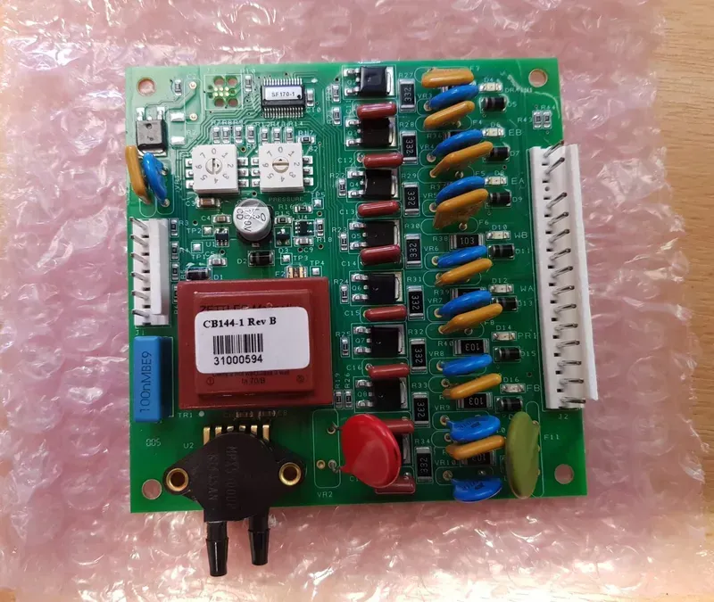 Close-up of oxygen control board components