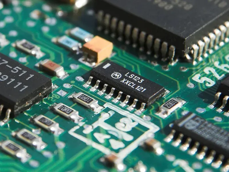 An engineer working on a PCB layout design