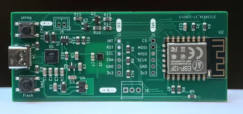 A PCB board integrated with various sensors
