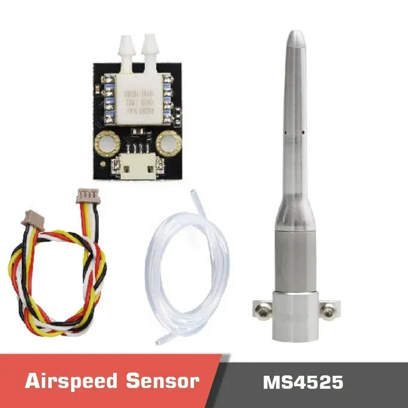 A close-up of a UAV with an airspeed sensor installed