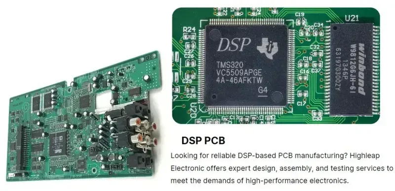 A DSP chip integrated onto a PCB