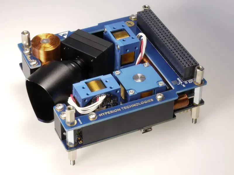 A close-up view of a satellite attitude control system PCB