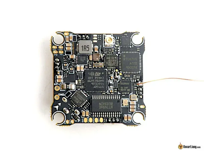 A close-up view of a drone flight control board