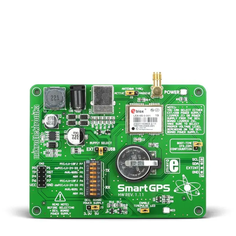 A close-up view of a GPS signal processing board