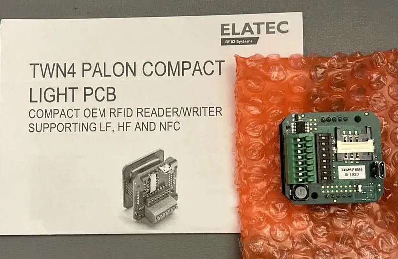 A close-up of a printed circuit board for an emergency locator device