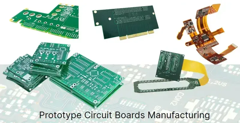 A close-up of a PCB board undergoing prototype manufacturing.