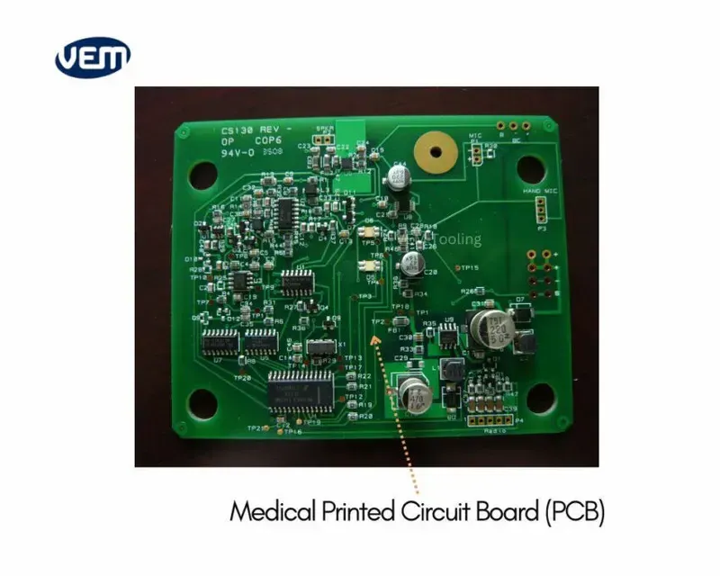 The internal PCB circuitry of a medical monitor display