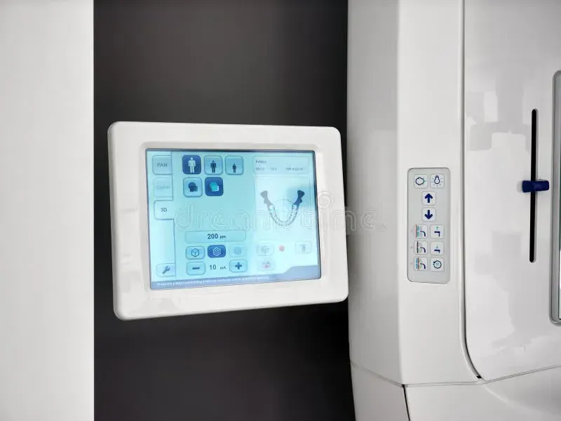 A close-up view of a dental X-ray machine control board