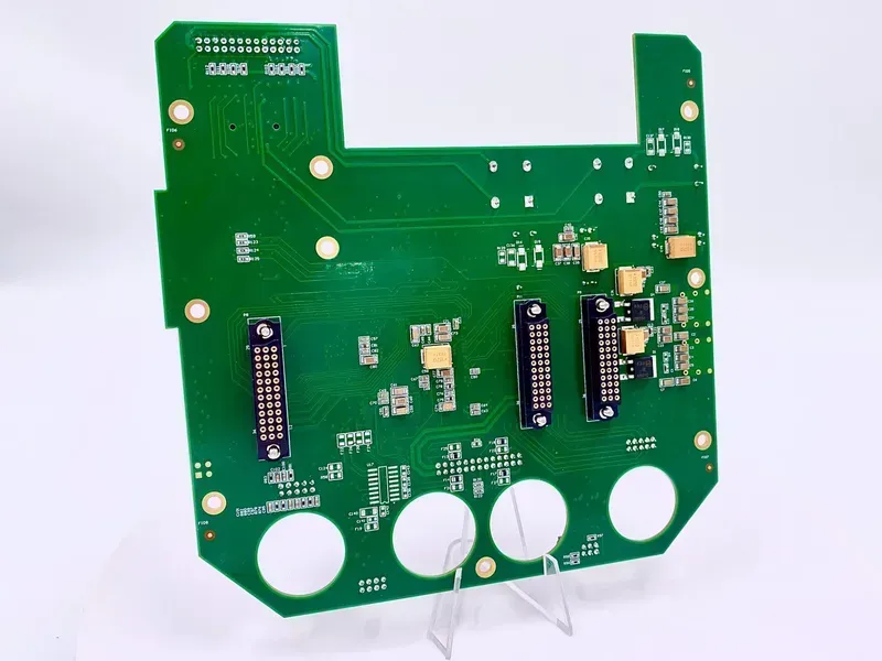An internal view of a smart prosthesis showcasing its complex PCB board
