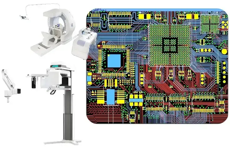 Hands working on a medical device PCB prototype
