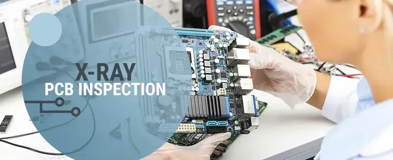 Technician performing quality inspection on a medical PCB