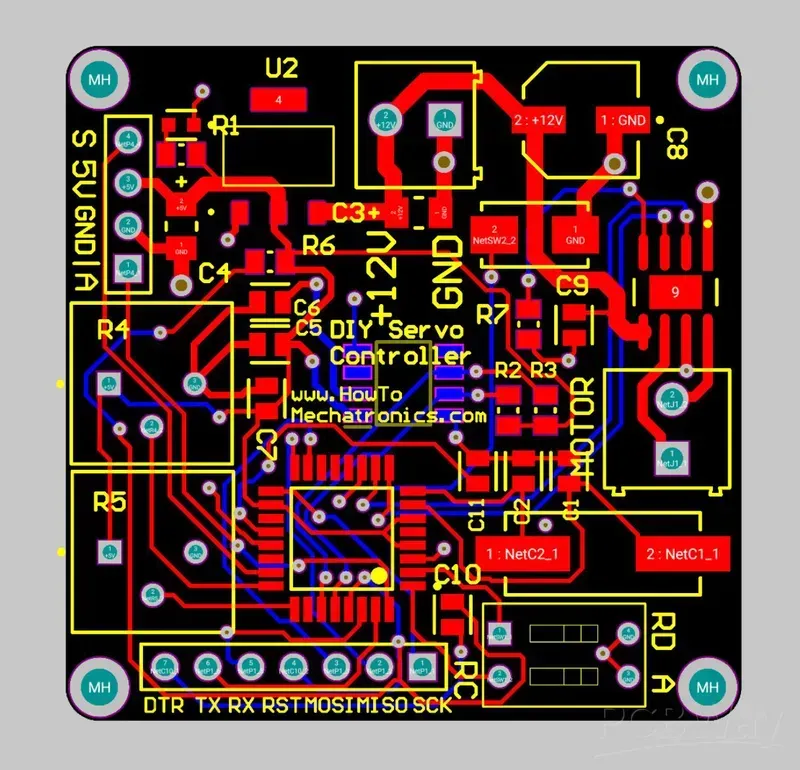 A close-up image of a servo motor driver PCB.