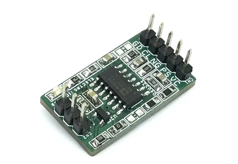 Close-up of electronic components on a signal conditioning board
