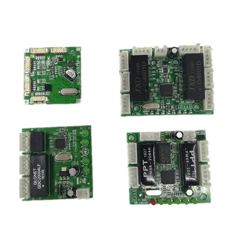 A close-up view of an Industrial Ethernet Switch PCB board