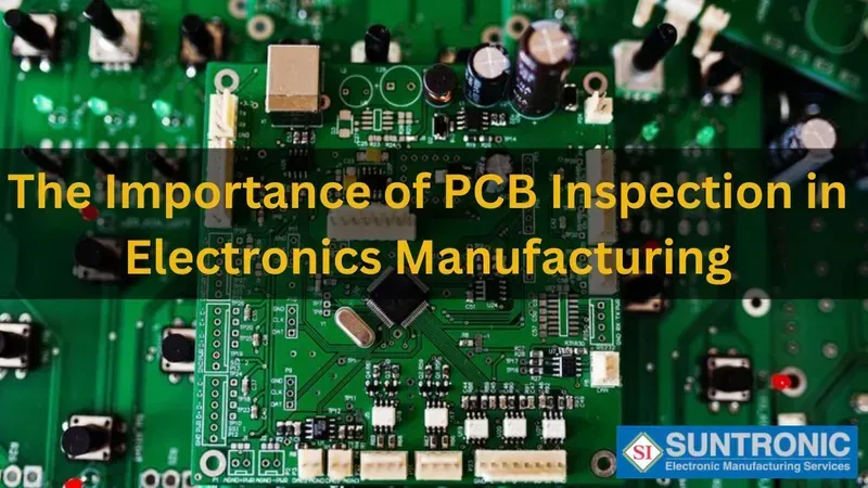 Robotic arm inspecting automotive electronics motherboard on production line