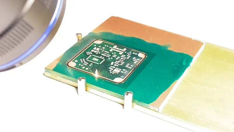 A view of a PCB board inside a laser cutting machine