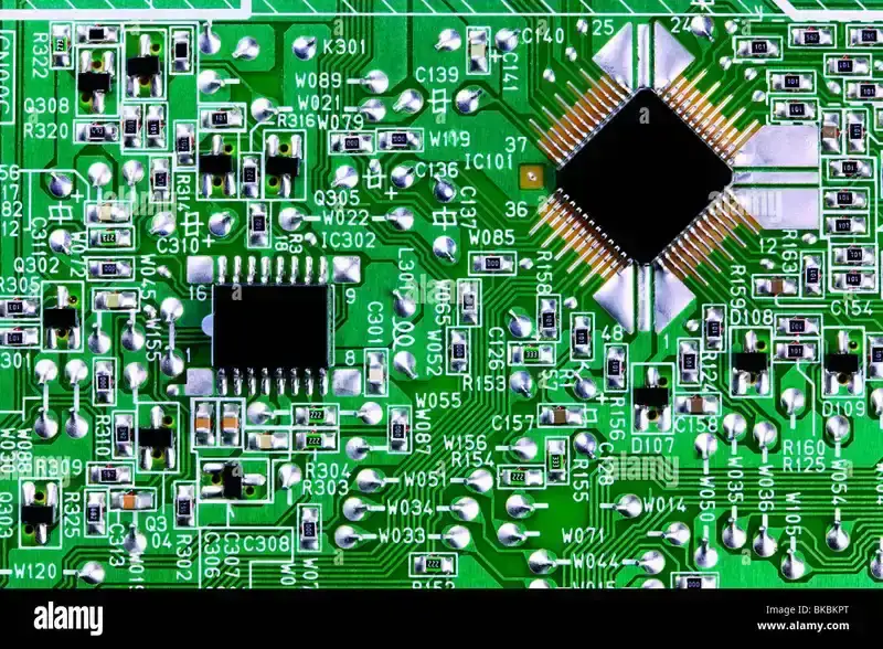 A detailed view of a driver board with integrated chips