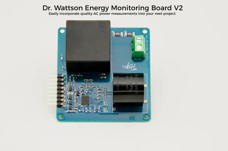 A close-up view of an energy monitoring board