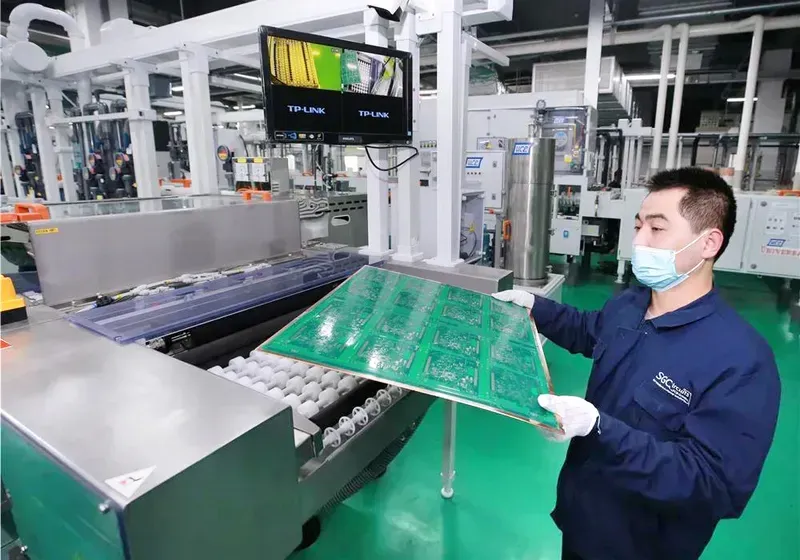 Automated machinery on a high-frequency PCB manufacturing line