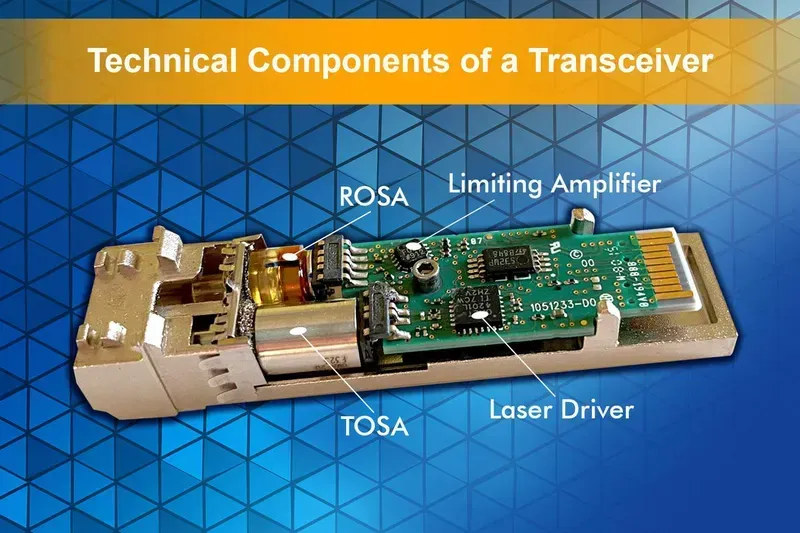Close-up of fiber optic amplifier control board with visible components