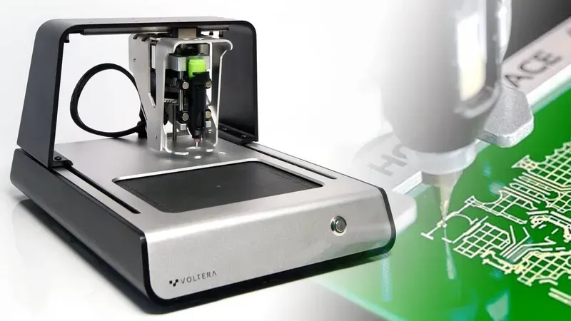 A rapid prototyping machine creating a PCB