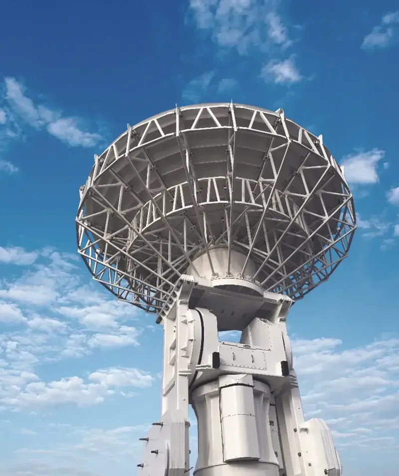 A high precision satellite antenna pointing to the sky
