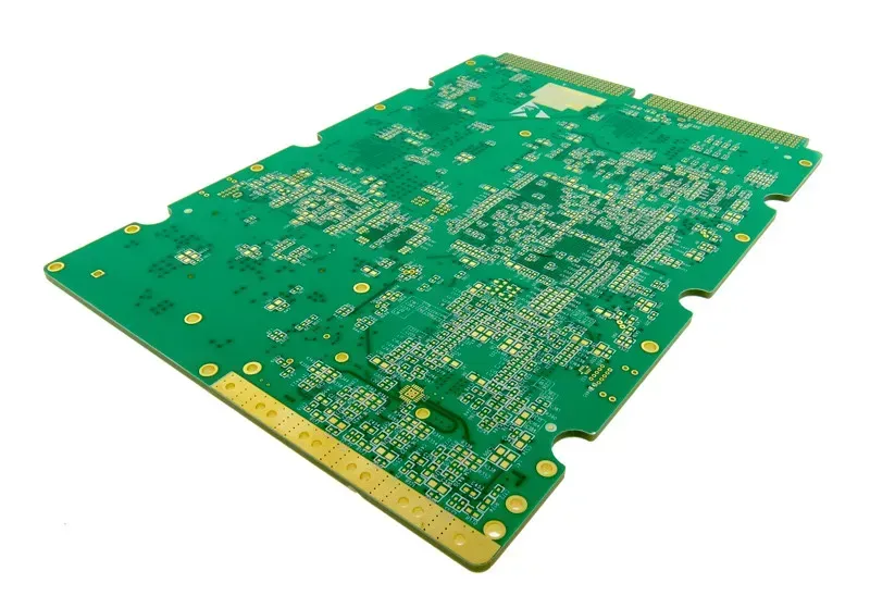 A close-up view of a digital microwave system PCB board