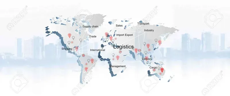 Map illustrating global supply chain routes and logistics for electronics manufacturing