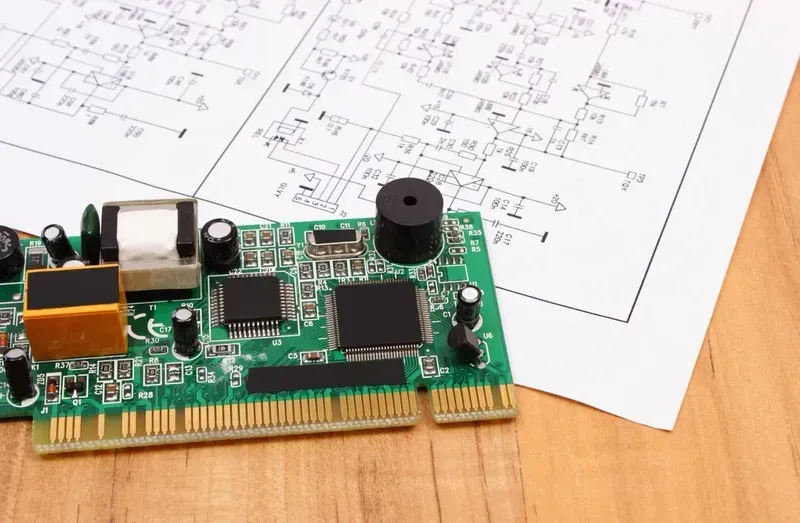 A close-up view of a digital set-top box PCB board