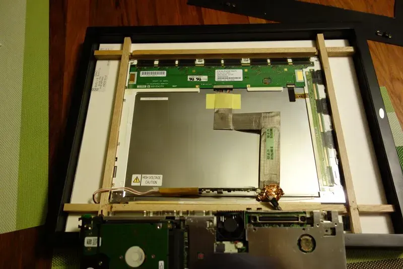 Close-up of internal components on a digital photo frame motherboard