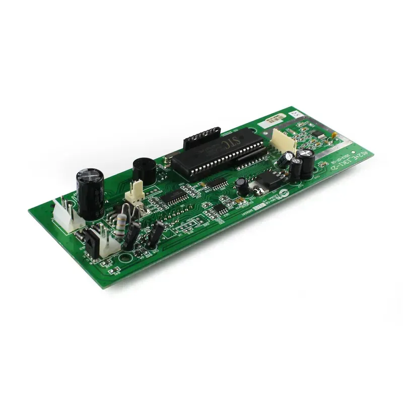 Various components on an electronic scale motherboard