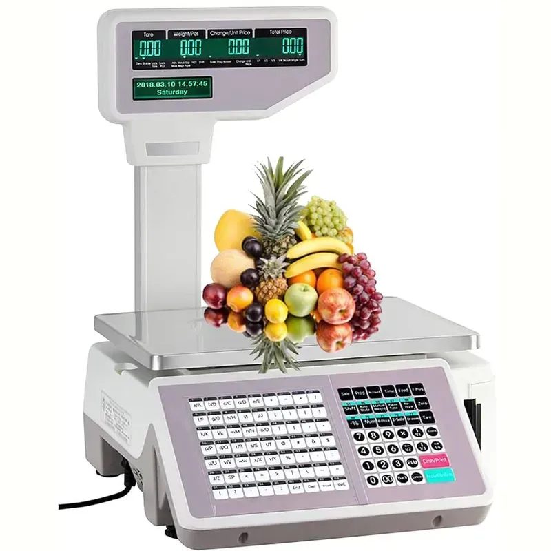 Electronic scale in use at a retail counter