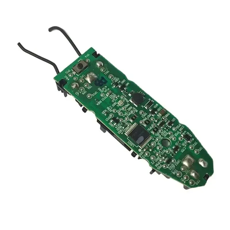 Internal view of an electric shaver showing its PCB board