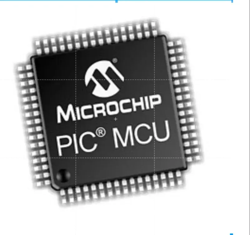 A close-up of an MCU microcontroller chip on a circuit board