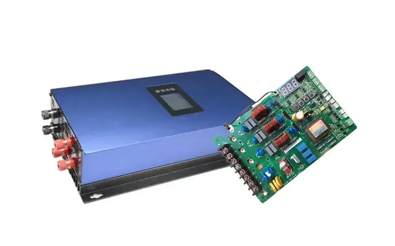 A close-up view of a PCB board inside a wind turbine control system