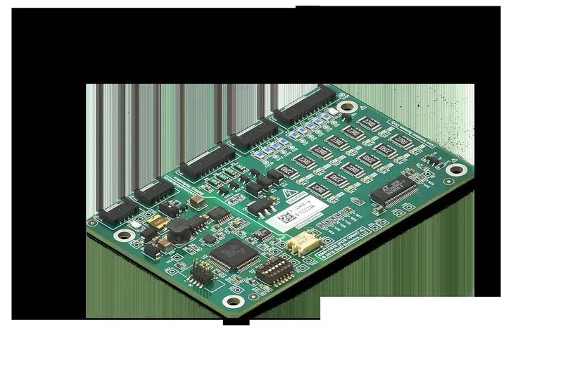 A close-up view of a BMS battery management PCB board