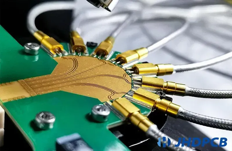 An engineer testing a PCB prototype sample