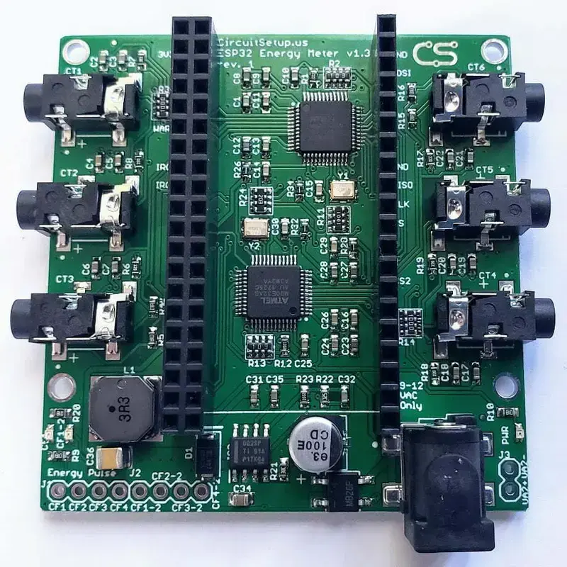 A close-up view of an energy efficiency monitoring sensor PCB